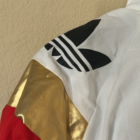 Adidas White Track Jacket Gold, Red, and Blue Design Urban Outfitters Medium - Picture 9 of 10